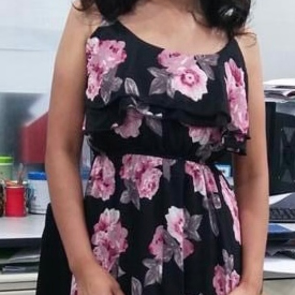 Floral Smocked Spaghetti Strap Dress with Assymetrical Hem can fit XS-S - Picture 7 of 7